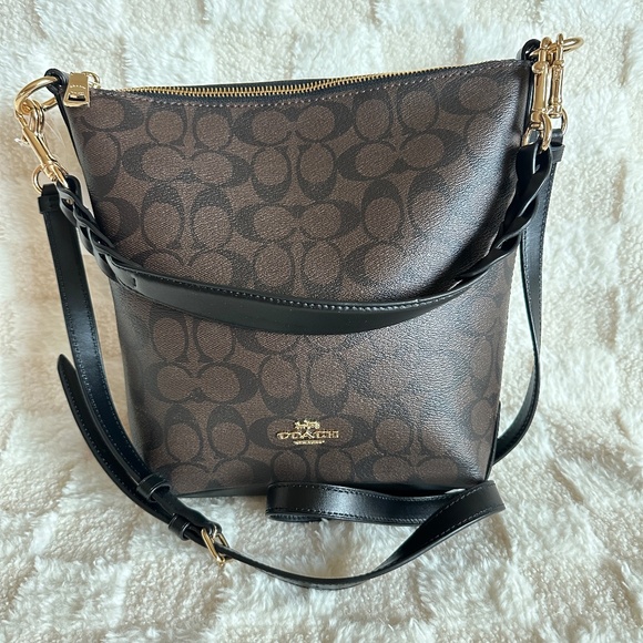 NWT! RARE! Coach F87826 Mini Abby Duffle Bag In Signature Canvas In Brown/Black - Picture 1 of 10